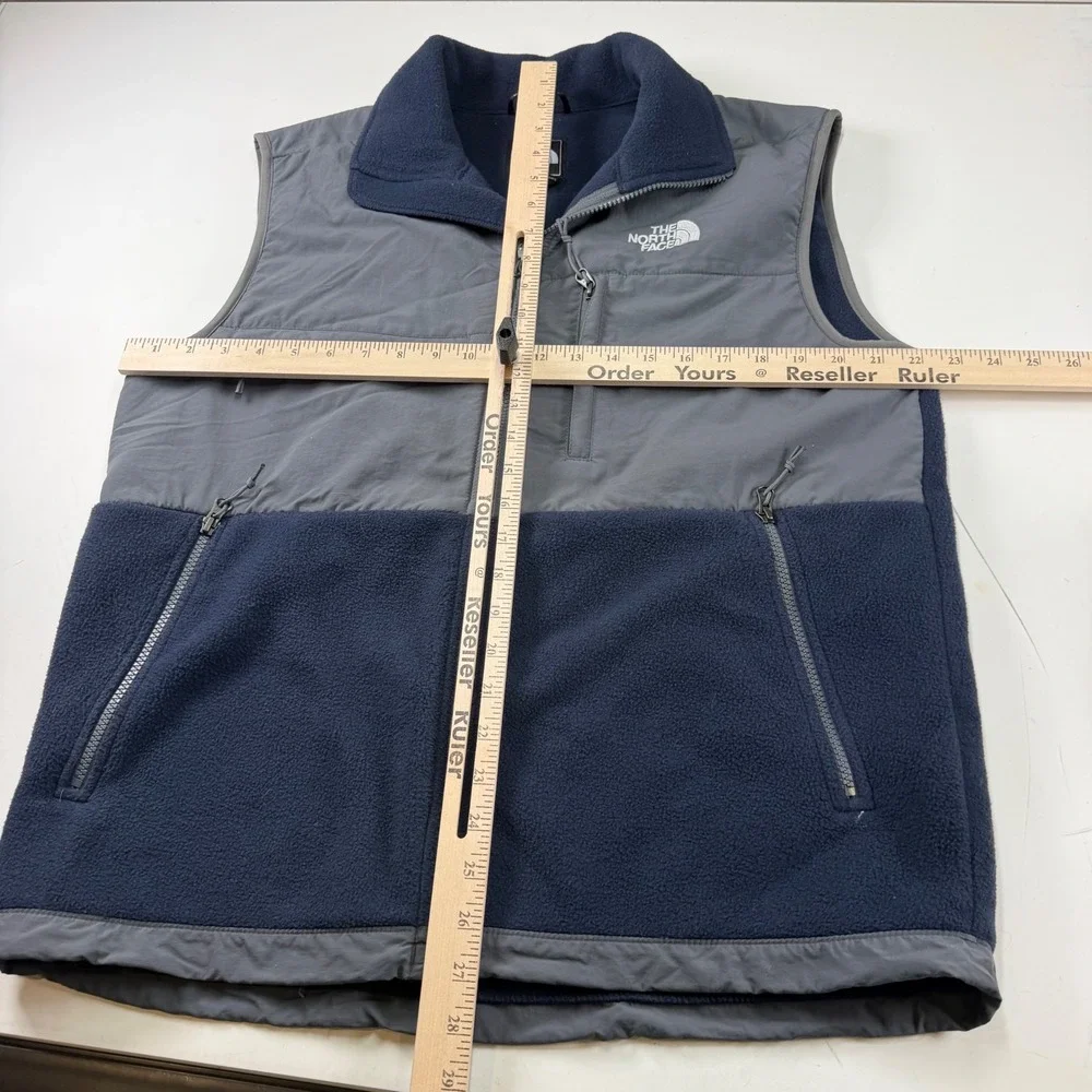 The North Face Fleece Vest‎ Mens Medium Gray Blue Polartec Full Zip